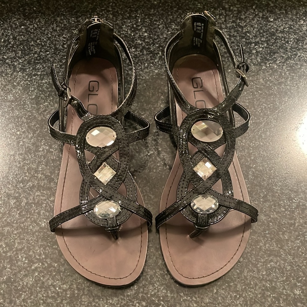 Black Rhinestone Sandals - Picture 2 of 7